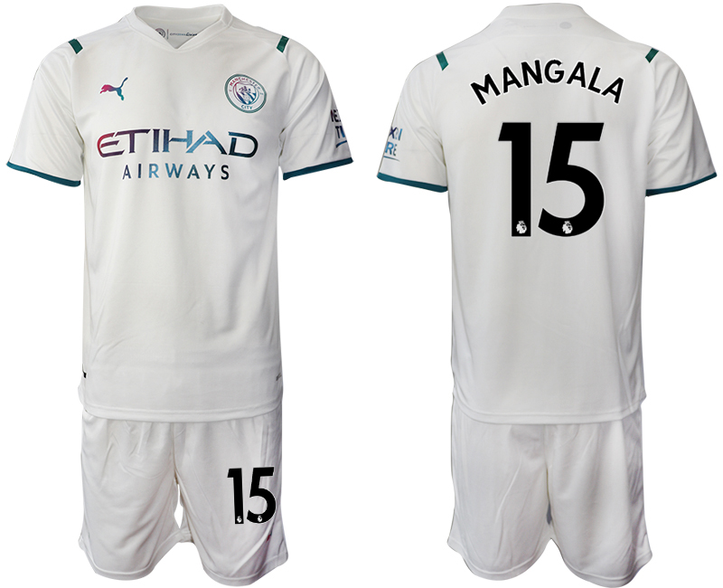 Men 2021-2022 Club Manchester City away White #15 Soccer Jersey->manchester city jersey->Soccer Club Jersey